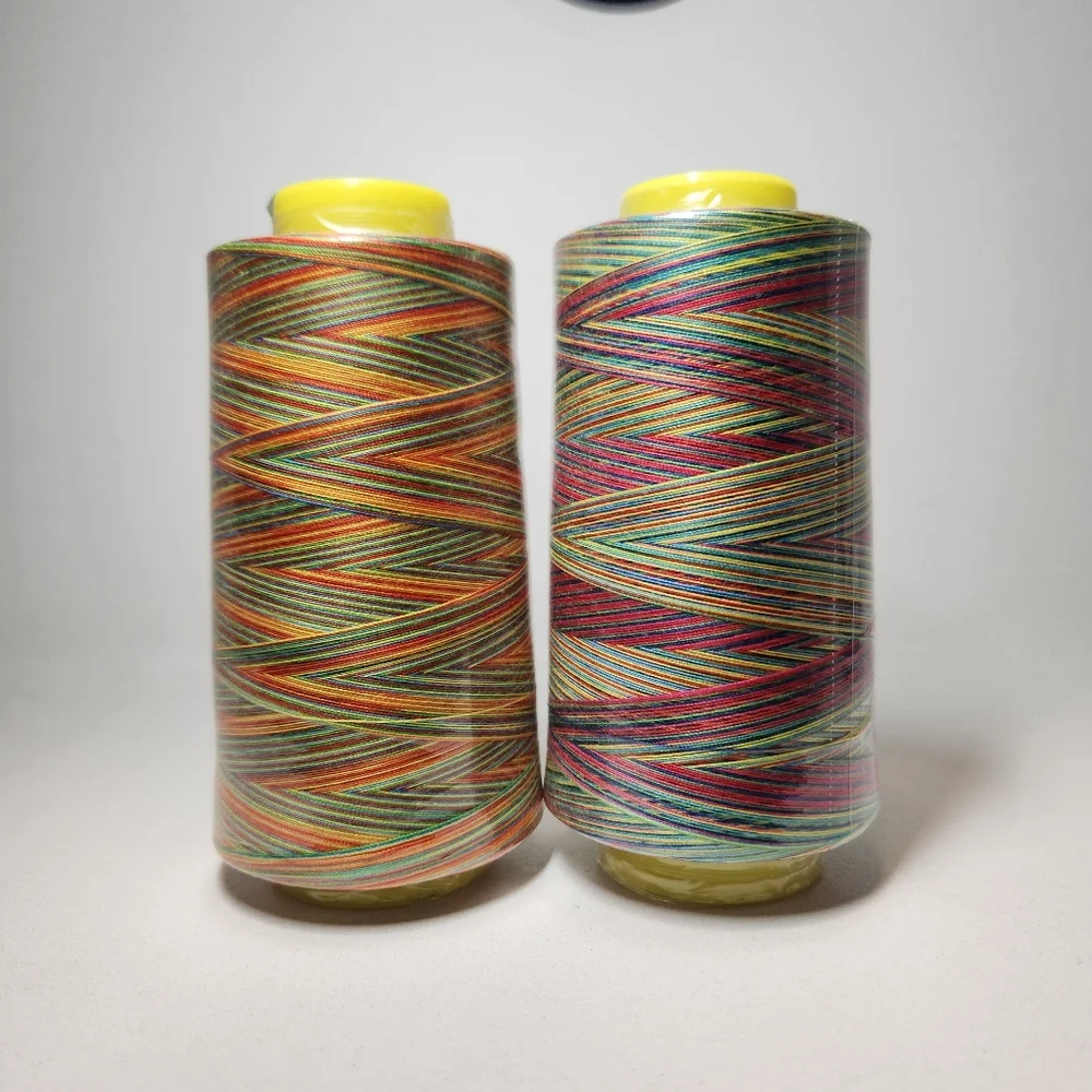 NEW 6000 Yards Serger Thread Sewing, Rainbow Spools Sewing Machine String 2 Con